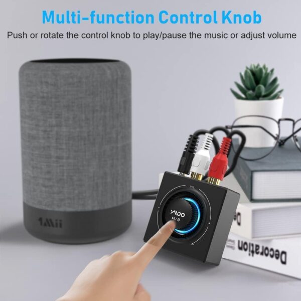 YMOO B06T3 - Receptor Bluetooth para estéreo, HiFi HD AAC, adaptador Bluetooth RCA y 3,5 mm, transmisión de música desde el teléfono móvil/tableta/ordenador portátil/MacBook a altavoz con cable/barra - Image 6