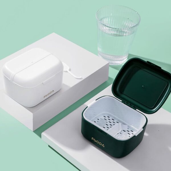 Xuanxi Caja de retención de ortodoncia, contenedor de remojo, caja de almacenamiento de dentaduras postizas, caja de baño con colador para dentaduras postizas para limpieza - Image 6