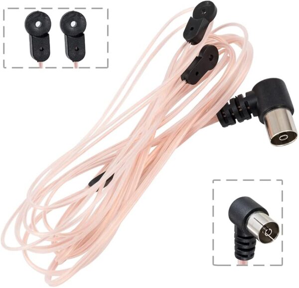 Vecys Antena de Radio FM Antena VHF Rosa Tipo T Antena Interior Unbal Dipole Radio Coche FM Conexión de Enchufe de TV a Presión Compatible con Receptor Estéreo Amplificador Hogar Radio Coche - Image 2