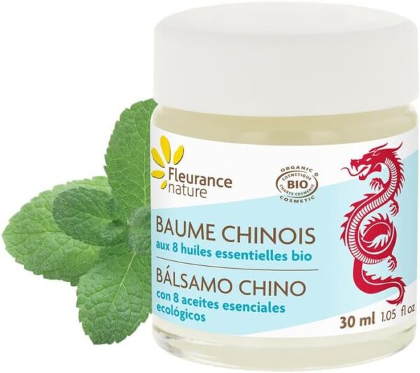 Fleurance Nature- Balsamo Chino de Masaje con 8 Aceites Esenciales- 30ml- Certificacion Bio Cosmos Ecocert- masaje muscular- dolores musculares- contracturas- Sin derivados petroquímicos- 24181