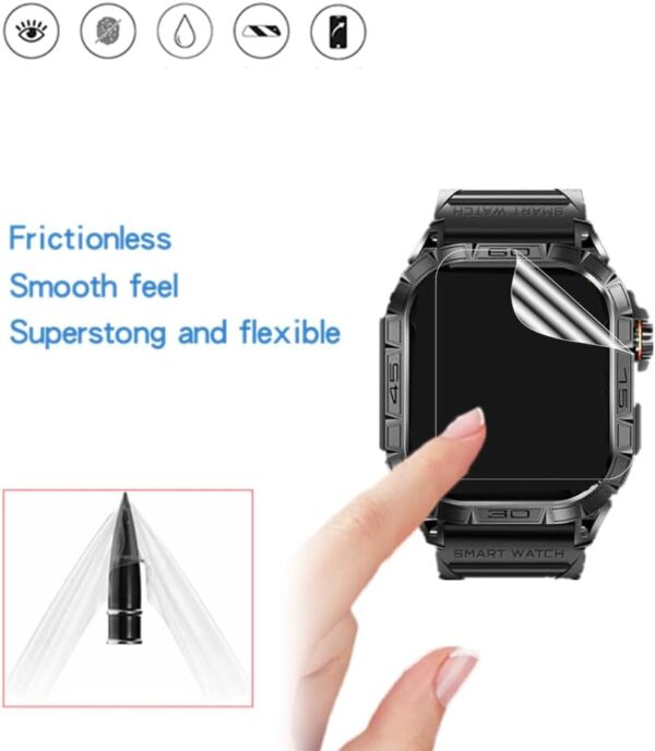 MIHENCE Protector de pantalla para reloj inteligente K63 de 1,96 pulgadas, PET HD, protector de pantalla compatible con VOPOCO K63 / LaNikar K63 / EIGIIS K63 reloj inteligente para hombre [ 6 - Image 4