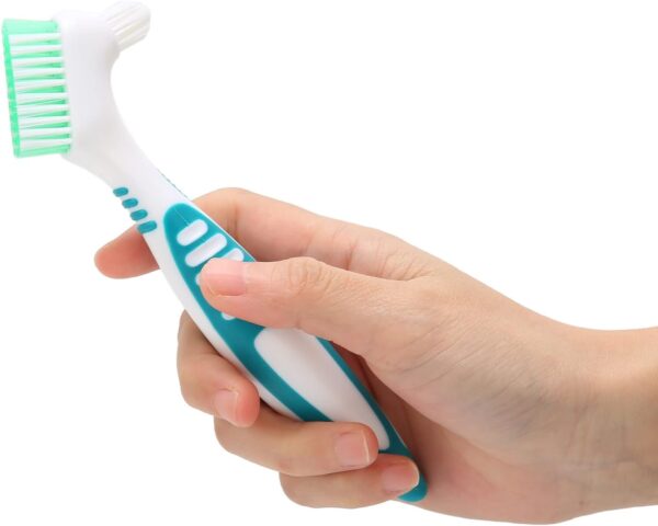 Cepillo para dentaduras postizas, Cepillo de limpieza para dentaduras postizas con cabeza de cerdas dobles, Cepillo de dientes para dientes postizos, Eliminación de bacterias de la placa Limpieza efec - Image 6