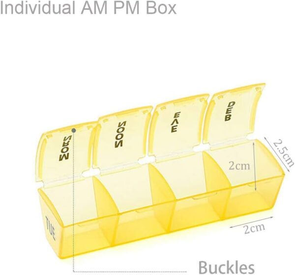 Pastillero Semanal 4 Tomas 7 Días, Pastillero Organizador Semanal Con Porta Llavero de Aluminio Gratis (Round) - Image 2