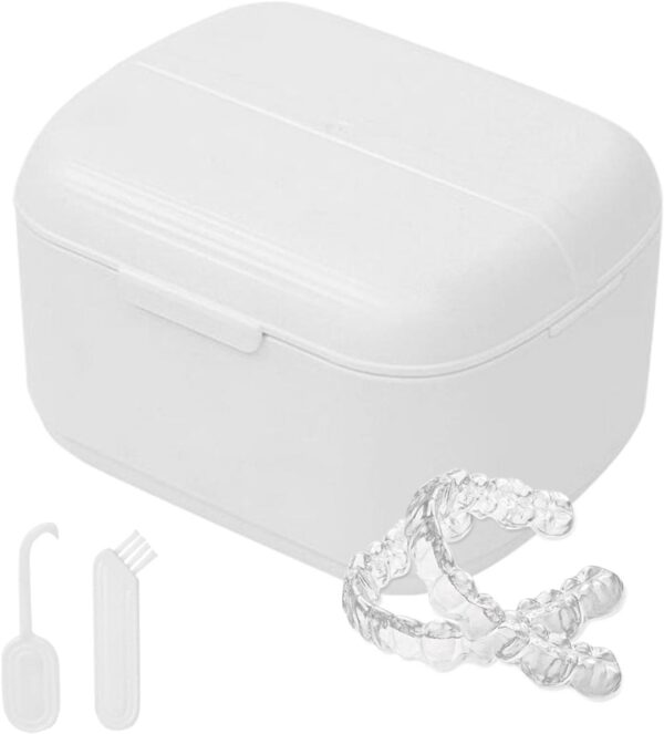 FPGEAR baño para dentaduras postizas, Limpieza del Soporte la dentadura Recipiente remojo la dentadura, protección Nocturna, diseño Desmontable protección