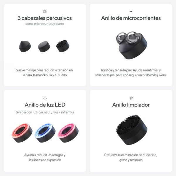 TheraFace Pro - Dispositivo de masaje facial portátil, herramienta de terapia eléctrica compacta para mejorar el cuidado de la cara y la piel, tratamiento de microcorriente y terapia de luz, negro - Image 2
