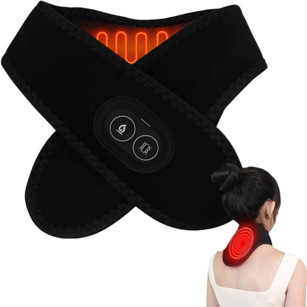 XPJBKC Almohadillas térmicas para aliviar el dolor de cuello y hombros, calentador de cuello con calefacción USB para dolor, almohadilla térmica de cuello con 3 niveles de calor y masaje, almohadilla