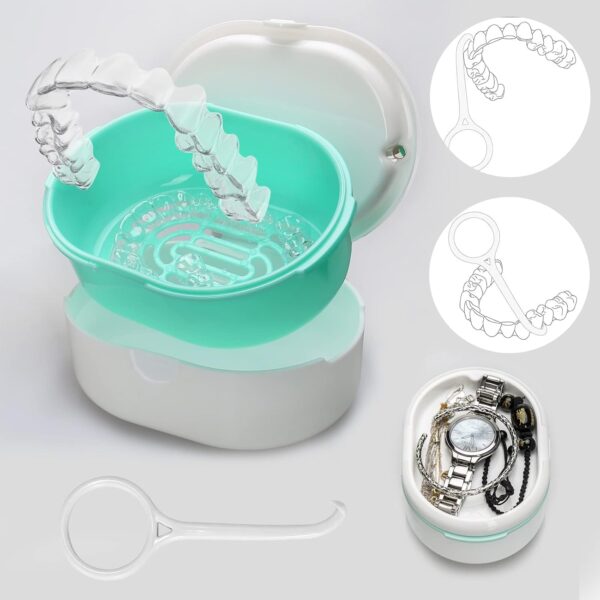 Caja Dentadura Postiza con Herramienta de Extracción de Alineador,Caja de Retención de Ortodoncia,Caja de almacenamiento de dentaduras postizas,para limpieza de dientes - Image 5