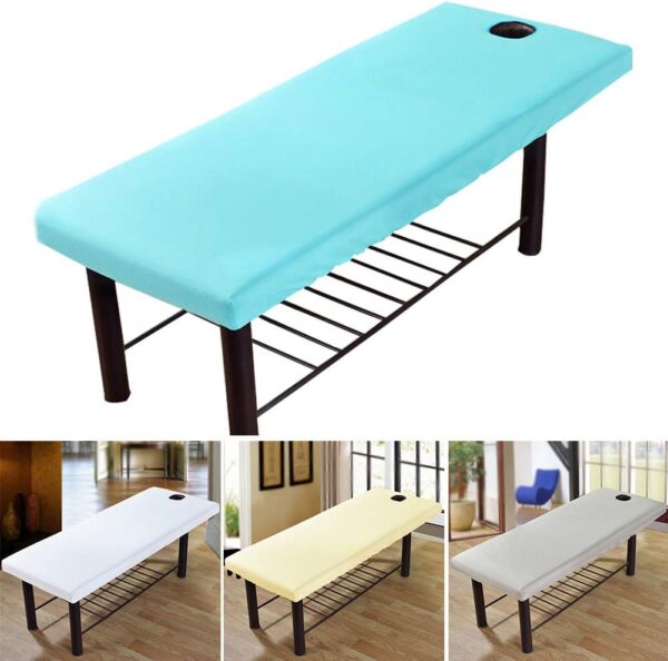 Funda para cama de masaje, hoja de mesa de masaje, borde elástico, cobertura de cama de masaje profesional, suave para masaje de belleza, funda para sofá con orificio para la cara, marrón - Image 8