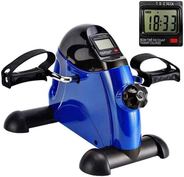 MFLASMF Ejercitador de Pedales portátil Mini Bicicleta estática con Pantalla electrónica y asa Bicicleta de Fitness Interior para Ancianos Entrenamiento de rehabilitación Tensión Ajustable