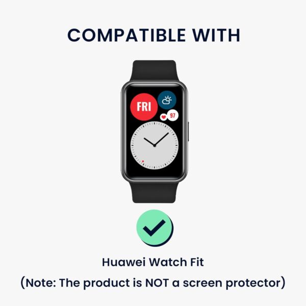 kwmobile Protector Reloj Inteligente Compatible con Huawei Watch Fit Protector Pantalla Reloj - 2X Carcasa Antigolpes para Esfera Smartwatch - Transparente/Negro - Image 2