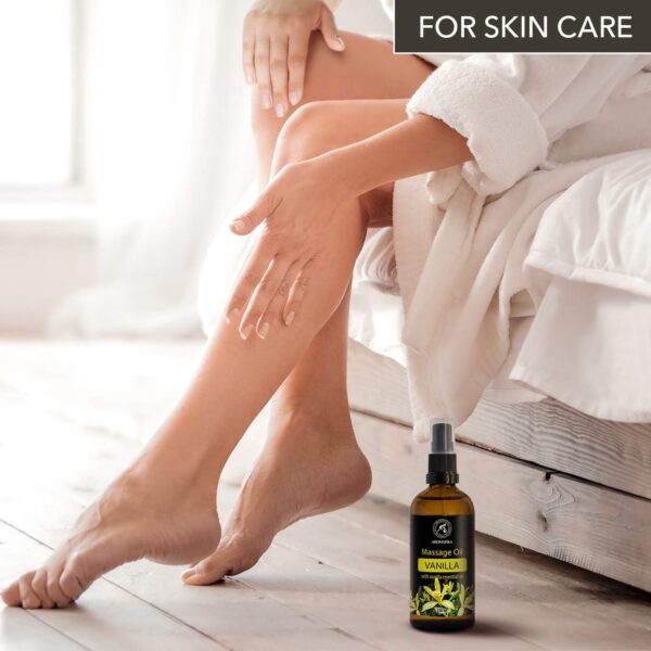 Aceite de Masaje Vainilla 100ml con Aceites de Almendra - Semillas de Uva - Aceites los Gérmenes de Trigo - Vainilla - Cosméticos Naturales con Maravilloso Aroma - Aceite de Masaje - Image 4