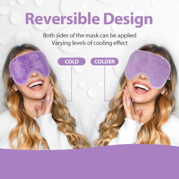NEWGO Máscara de Gel para Ojos – Reutilizable Antifaz para ojos Fríos Máscara Relajante para Ojos Hinchados, migrañas, secos, orzuelos, Blefartitis, ojeras, hinchazón y más - Morado - Image 2