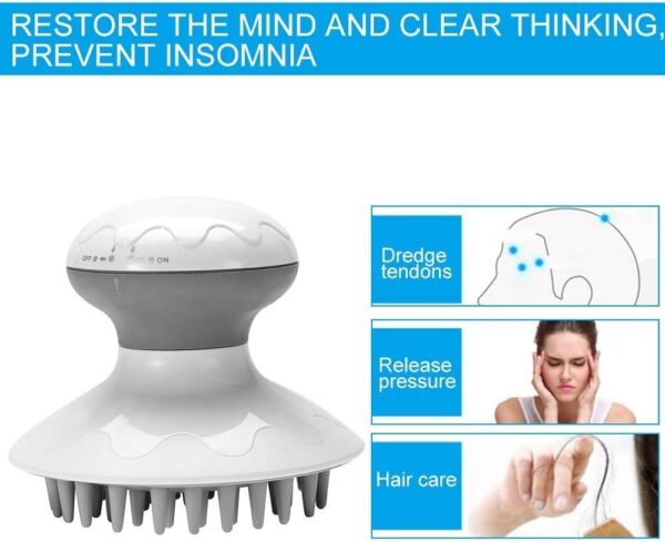 DEWIN Cepillo de Masaje, Cepillo de Masaje para Cuero Cabelludo Masajeador de Cabeza Eléctrico Antiestático Relajación para el Estrés Cepillo Depurador para el Cabello - Image 4