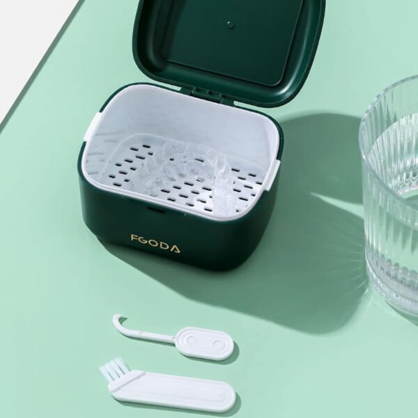 Myazs Caja de limpieza de retenedor de ortodoncia, caja de baño de dentadura con colador, caja de almacenamiento de doble capa, contenedor de remojo, solución de almacenamiento de dientes simple, - Image 6
