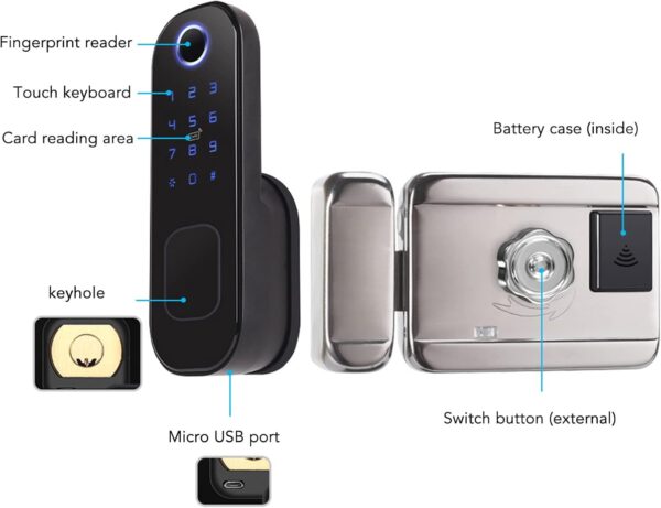 Cerradura Inteligente De Huellas Dactilares Cerraduras De Puerta De Entrada Sin Llave Cerradura De Combinación Inalámbrica Para El Hogar Con Aplicación Control Remoto Llaves De Repuesto Código De Tarj - Image 7