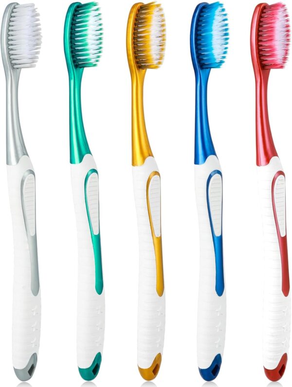 WLLHYF Cepillos de dientes extrasuaves, 5 unidades, portátil, manual, hilo dental, kit de viaje, cepillo de dientes de cerdas ultra limpias, cepillo de dientes sin dolor para encías sensibles de