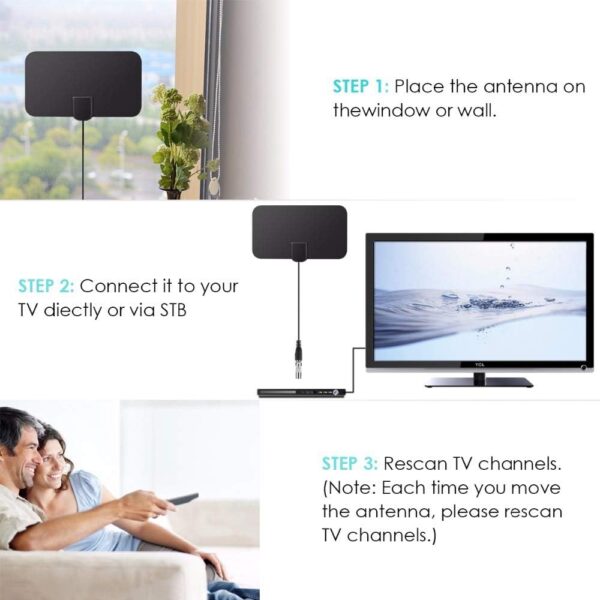 DollaTek Mini Antena de TV Digital para Interiores Amplificador de señal de Rango de 50 Millas F-TV HDTV Compatible 4K - Image 8