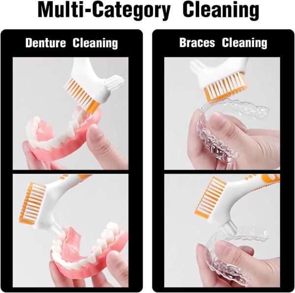 IBXWMNG Set de 4 cepillos limpiadores para ortodoncia con doble cara y punta de precisión，Ideal para limpiar dentaduras postizas, retenedores, prótesis dentales, férulas y alineadores - Image 4