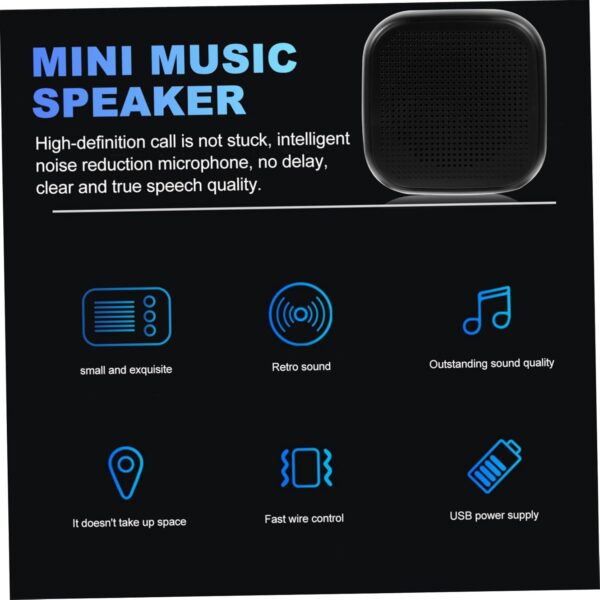 Hemobllo 1 Caja Altavoces Portable Speaker fones telefonillo Inteligente Caja de Sonido inalámbrica Altavoz inalámbrico Mini Altavoz de Escritorio Mini Altavoz de música el plastico Black - Image 3