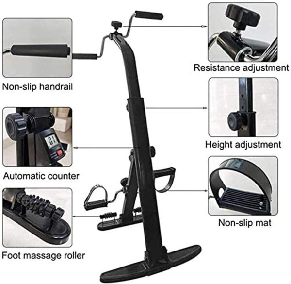 NMDCDH Ejercitador de Pedales, Bicicleta estática, portátil, de Resistencia Ajustable, máquina de Entrenamiento de Fitness para Interiores, ejercitador de Brazos y piernas para Personas m - Image 4
