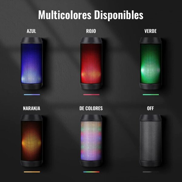 ELEHOT-Store Altavoz Bluetooth Potente Portatil con Luz LED de 5 Modos Inalambricos Recargable USB apoya TF Card/Memoria USB de 32G Estereo, Verde - Image 11