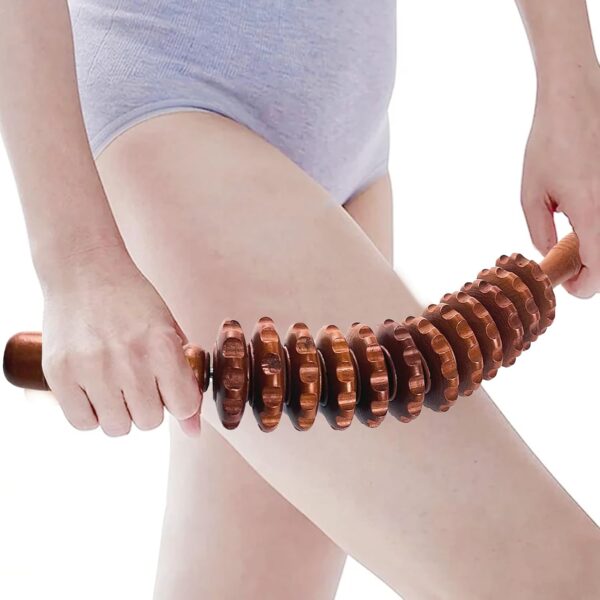 Rodillo Masaje Muscular,Anti Celulitis Masajeador Rodillo Rodillo Masajeador Curvado Para Todo El Cuerpo,Masajeador Anticelulitico Con 12 Rodillos,Alivio Del Dolor Muscular Y Relajación,43cm(marrón)