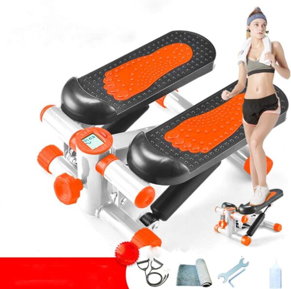 WENCY Mini Stepper Trainer Portable Twist Stair Altura Ajustable Máquina de Ejercicios de Fitness con Banda de Resistencia Duraderay Pantalla LED