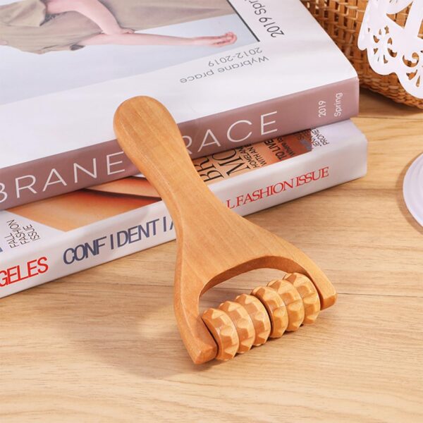 Accessories Masajeador Facial Cabeza Rodillo Aparato Anticelulítico para Masaje Madera Masajeador de rodillos portátil de dos ruedas y tres ruedas - Image 4