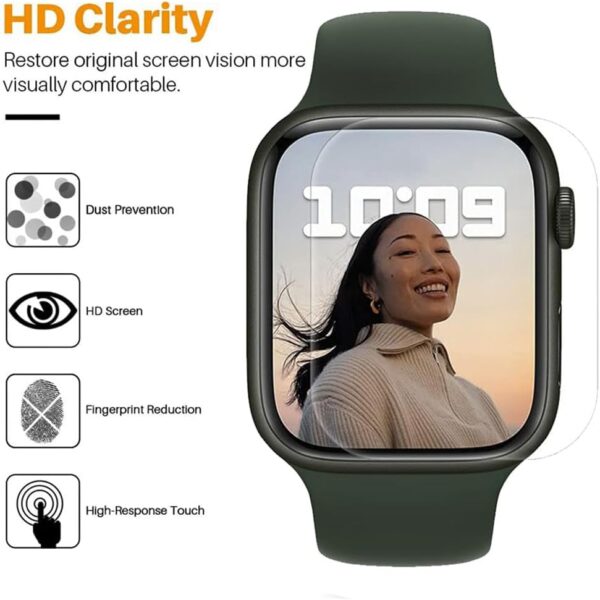 TMahhbid [5 Pack] Protector de pantalla de película de hidrogel para Apple Watch Series 9/8/7 45mm, Película Protectora para reloj inteligente [Anti-arañazos][HD Transparencia] - Image 6