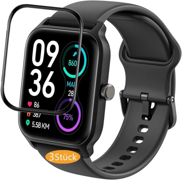 Frgnie Protector de pantalla compatible con reloj inteligente Gydom IDW13 de 1,8 pulgadas (3 unidades) 3D Curved Full Cover Protector de pantalla, compatible con Yoever/IFMDA Smartwatch