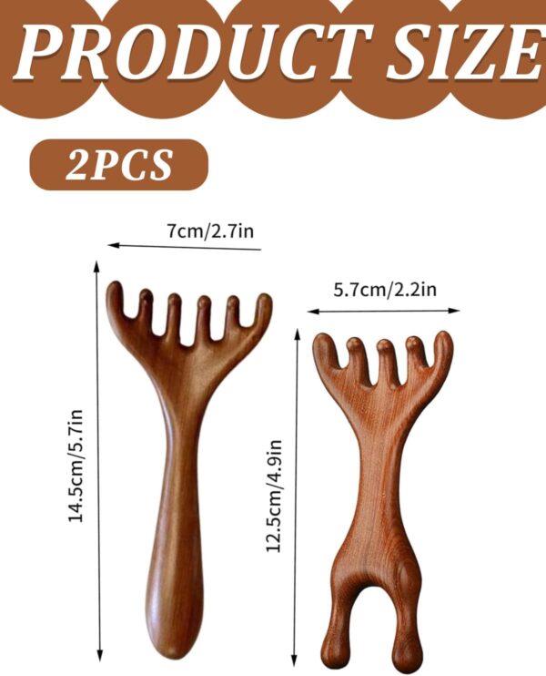 KGDUYC 2 piezas peine de masaje meridiano para la cabeza, peine gua sha para el cuero cabelludo, masajeador corporal multifunción, masajeador meridiano, para el cuidado de la cabeza, relajación - Image 2