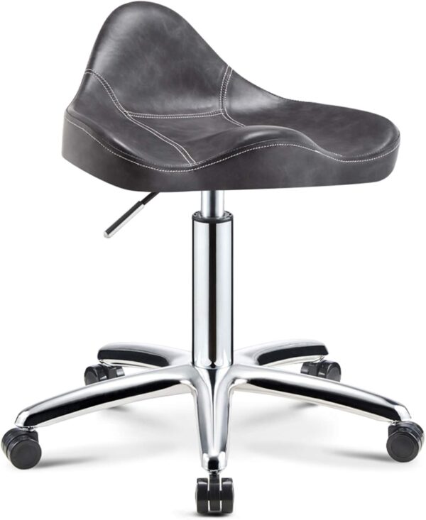 HIGOH Taburetes, Taburete de Silla Ergonómico, Equipo Profesional Pu Cuero de Cuero Grueso Sábado de Salón para Peluquería para Masaje Spa Salón Tatuaje de Tatuaje Dental Barra de Barra/Gris