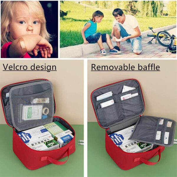Bolsa de medicamentos, Botiquín médico vacío, Neceser de viaje, Bolsa de Almacenamiento portátil para Coche Barco El Hogar Lugar de Trabajo Mochila y Acampar Senderismo Viaje (Rojo L) - Image 4