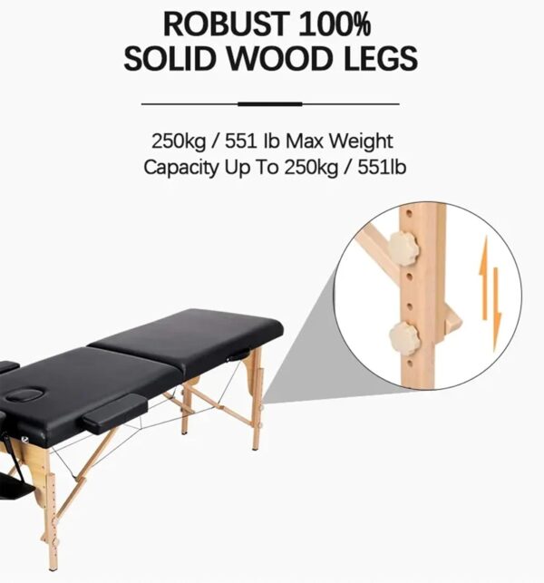 Cama de spa portátil para extensiones de pestañas y masajes, plegable, ajustable, ligera, incluye bolsa de transporte, 2 secciones, equipo profesional de salón de belleza - Image 5