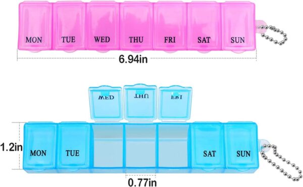 iwobi Pastillero Semanal, 3 Caja de Pastillas Organizador de Medicamentos, con 21 Compartimentos Dosificador de Comprimidos Grande 7 Dias Pastillero - Image 2