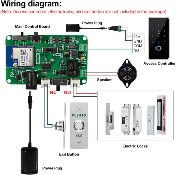QTTYELOK Kit de Sistema de Control de Acceso WiFi Tuya Abrepuertas Inalámbricas, Desbloqueo Remoto Control App de Teléfono Inteligente (Kit Sin Cerradura) - Image 7