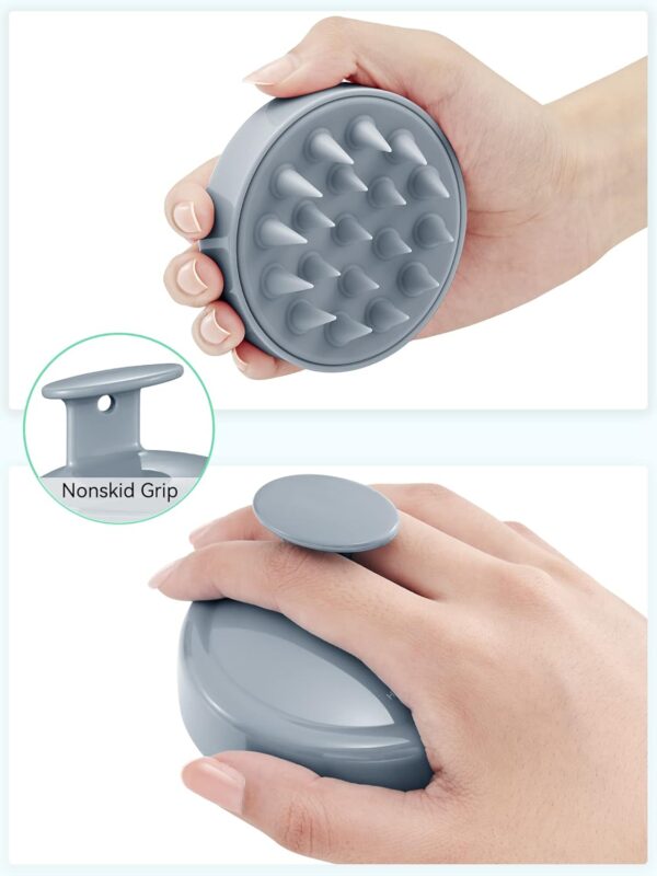 HEETA Masajeador Cuero Cabelludo para Cabello Mojado y Seco Cepillo de Masaje Suave para el Cuero Cabelludo, Cepillo para Champú con Cabezal de Silicona Suave para Exfoliación- Gris Cielo - Image 2