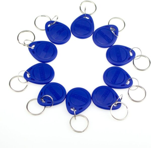 HFeng (Paquete de 100) RFID 125KHz Control de Acceso Llavero Proximidad EM4100 Llavero TK4100 Tarjeta de identificación Inteligente para Puerta Sistema de Bloqueo eléctrico Etiqueta Token NFC Azul