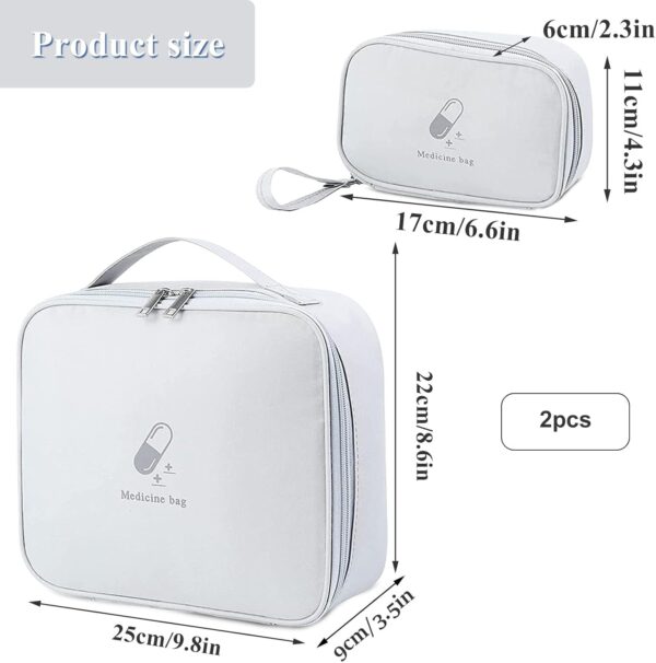 TZQFROCE 2 Piezas Bolsa Vacía de Médica Vacio Botiquín de Primeros Auxilios Bolsa de Medicamentos para Casa Deportes Trabajo Camping Senderismo Viaje - Gris - Image 2