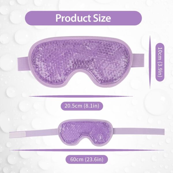 NEWGO Máscara de Gel para Ojos – Reutilizable Antifaz para ojos Fríos Máscara Relajante para Ojos Hinchados, migrañas, secos, orzuelos, Blefartitis, ojeras, hinchazón y más - Morado - Image 6