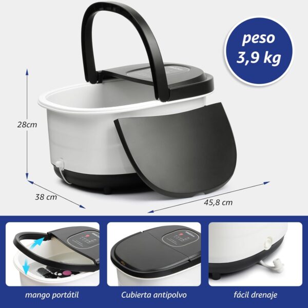 Masajeador de pies con masaje y calentamiento automático, baño de pies masajeador eléctrico, baño de pies con Shiatsu, modos de masaje de presión y amasado, funciones de vibración y burbuja - Image 7