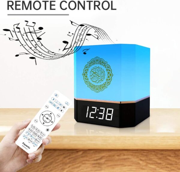Folewr Altavoz inalámbrico con mando a distancia, luz nocturna LED, control por aplicación inteligente, reloj AZAN digital con recitación de Corán, transmisión musulmana - Image 2