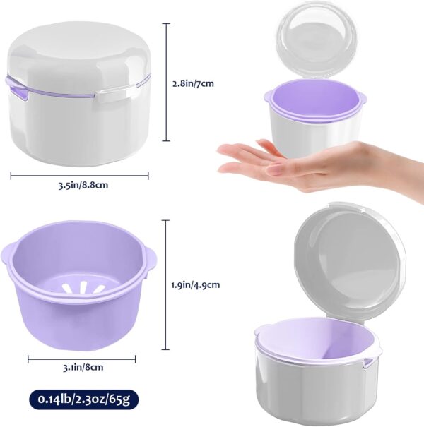 DIDATOOL Ferula Dental, Caja Dentadura Postiza, Baños para Dentadura, Estuche para Guardar la dentadura con Cesta de Enjuague Extraíble, Caja Dentadura Kit Limpieza Dental (Blanco) - Image 5