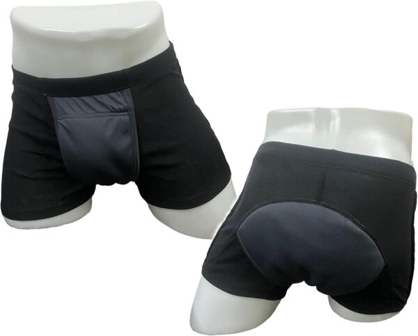 Ropa interior lavable para incontinencia para hombres, adultos, pacientes, reutilizables, transpirables, para adultos, próstata (Negro, XL)