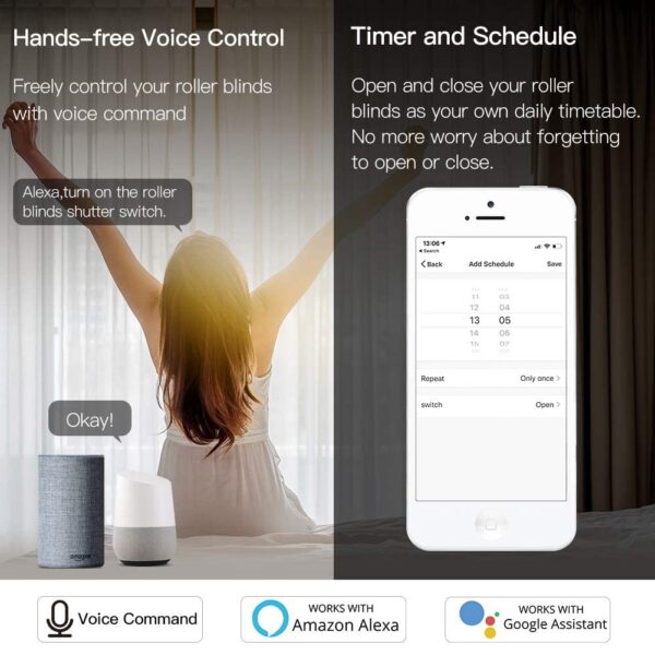 MoesGo Interruptor Persianas WiFi RF433,Alexa Relé Inteligente para Persianas,Cortinas,Toldos Eléctricas,Control de App/Voz Alexa/Google Home/RF433 Mando,Porcentaje Ajuste,Temporizado - Image 7