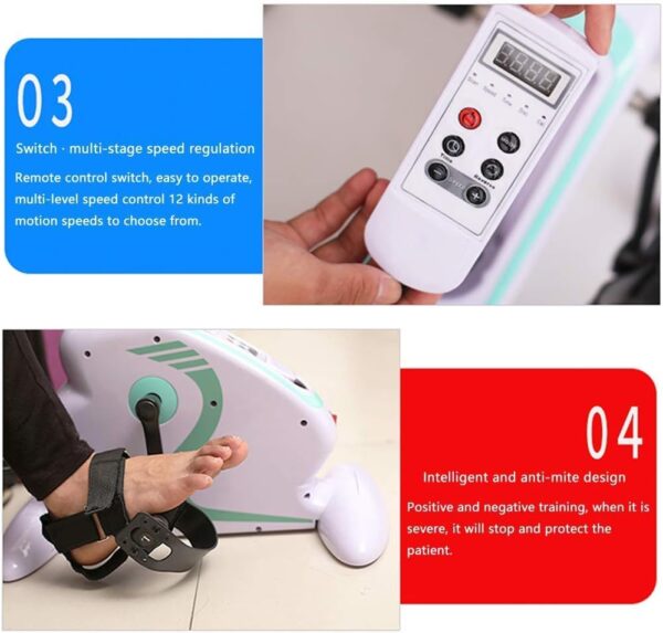 MFLASMF Mini ejercitador de Pedal eléctrico, Fisioterapia para Brazos y piernas Que promueve la circulación sanguínea y fortalece los músculos para Equipos de rehabilitación para sobrevivi - Image 5