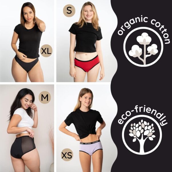 Bragas Menstruales absorbentes = 2 tampones - Lavables - Algodón - Ecológicas - Menstruación - Bragas de reglas Flujo Periódico de moderado a abundante - Incontinencia - Protección de Fugas de Orina - Image 3