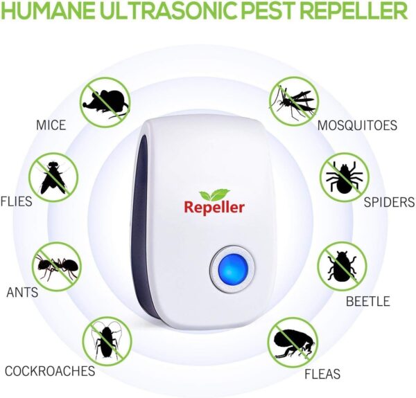Repelente Ultrasónico de Plagas, Insectos para Interiores Anti Cucarachas, Moscas,Mosquitos,Ratones,Arañas,100% Inofensivo para Mascotas y Humanos-2024(4 Piezas), Nuevo Electrónico Repelente Mosquitos - Image 2