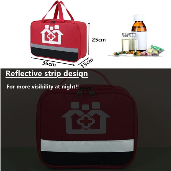 Bolsa de medicamentos, Botiquín médico vacío, Neceser de viaje, Bolsa de Almacenamiento portátil para Coche Barco El Hogar Lugar de Trabajo Mochila y Acampar Senderismo Viaje (Rojo L) - Image 2