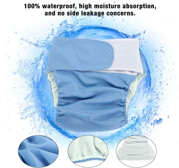 Dekaim Pañales de tela para adultos de 4 colores, pañales impermeables y reutilizables, pañales limpios y protección contra la incontinencia ajustable - Image 3